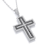 Micro Pave' Black & Clear CZ Cross With Chain (£115)