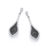 Micro Pave' Black & Clear CZ Drop Earrings