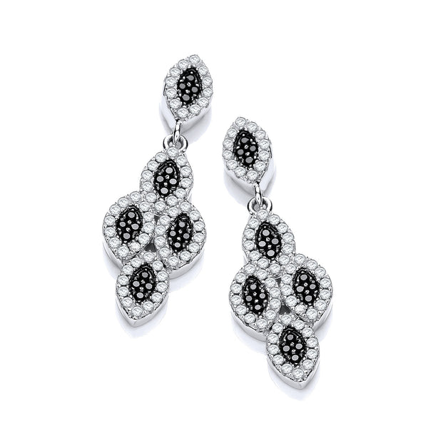 Micro Pave' Black & White CZ Drop Earrings (£115)