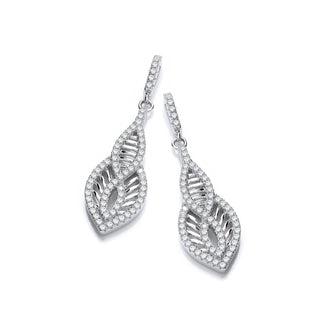 Micro Pave' CZ Encrusted Teardrop Shaped Earrings