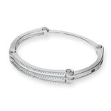 Micro Pave' CZ Hinged Silver Bangle