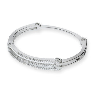 Micro Pave' CZ Hinged Silver Bangle
