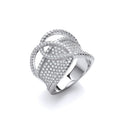 Micro Pave CZ Interlocking Top Silver Ring