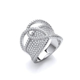 Micro Pave CZ Interlocking Top Silver Ring
