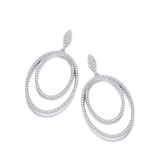 Micro Pave' Double Oval Drop CZ Earrings