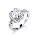 Micro Pave' Emerald Cut Centre CZ Ring
