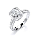 Micro Pave' Emerald Cut Centre With Shoulder CZ's Ring
