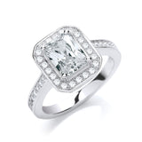 Micro Pave' Emerald Shape CZ & Shoulder Ring