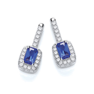 Micro Pave' Fancy Drop Earring With Small Blue CZ