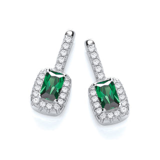 Micro Pave' Fancy Drop Earring With Small Green CZ