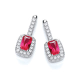 Micro Pave' Fancy Drop Earring With Small Red CZ