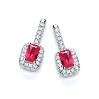 Micro Pave' Fancy Drop Earring With Small Red CZ