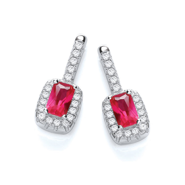 Micro Pave' Fancy Drop Earring With Small Red CZ
