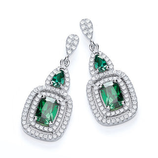 Micro Pave' Fancy Drop With Green CZ's