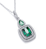 Micro Pave' Fancy Pendant Green CZ With 18" Chain
