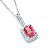 Micro Pave' Fancy Pendant Red Small CZ With 18" Chain
