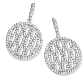 Micro Pave Fancy Round Drop CZ Earrings