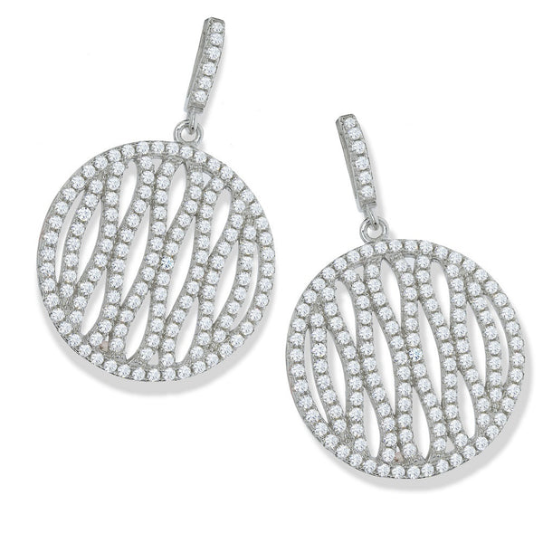 Micro Pave Fancy Round Drop CZ Earrings