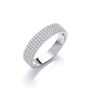 Micro Pave' Half Et CZ Silver Ring