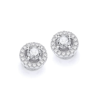 Micro Pave' Halo Style CZ Earrings