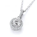 Micro Pave' Halo Style CZ Pendant With 18" Chain