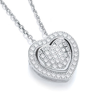 Micro Pave' Heart Pendant With 18" Chain