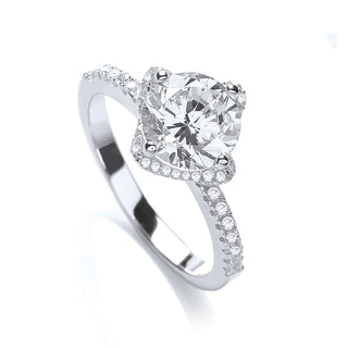 Micro Pave' High Setting Sterling Silver Ring CZ On Shoulder