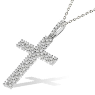 Micro Pave' Multi Row CZ Cross With Chain