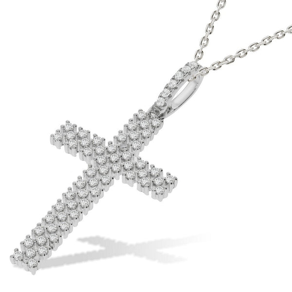 Micro Pave' Multi Row CZ Cross With Chain