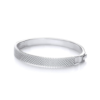 Micro Pave' Multi Row CZ Silver Bangle