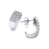 Micro Pave Multi Row CZ Silver Earrings