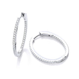 Micro Pave' Oval Hoop CZ Earrings