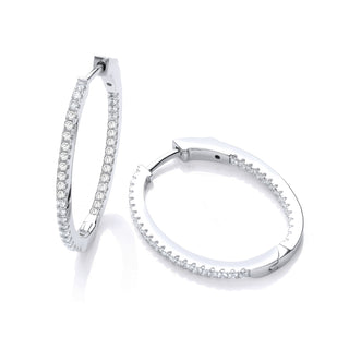 Micro Pave' Oval Hoop CZ Earrings