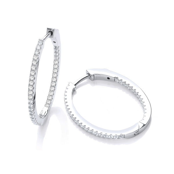 Micro Pave' Oval Hoop CZ Earrings