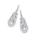 Micro Pave' Oval Intertwined CZ Drop Earrings