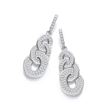 Micro Pave' Oval Intertwined CZ Drop Earrings