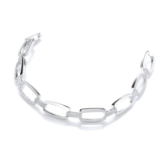 Micro Pave' Oval Links 242 CZ Bracelet 7.5"/19cm