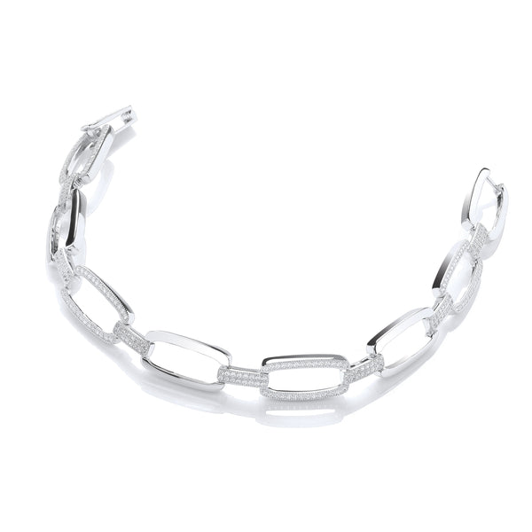 Micro Pave' Oval Links 242 CZ Bracelet 7.5"/19cm