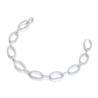 Micro Pave' Oval Links 282 CZ Bracelet 7"/18cm