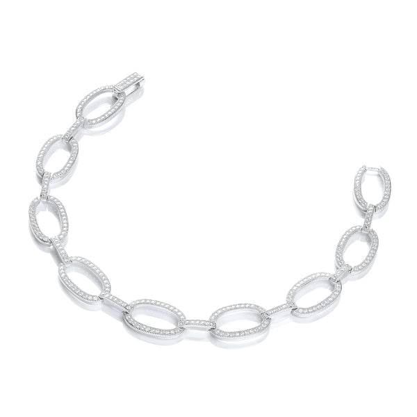Micro Pave' Oval Links 282 CZ Bracelet 7"/18cm