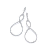 Micro Pave' Oval Long Drop CZ Earrings
