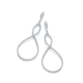 Micro Pave' Oval Long Drop CZ Earrings