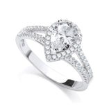 Micro Pave' Pear Shape Split Shank CZ Ring