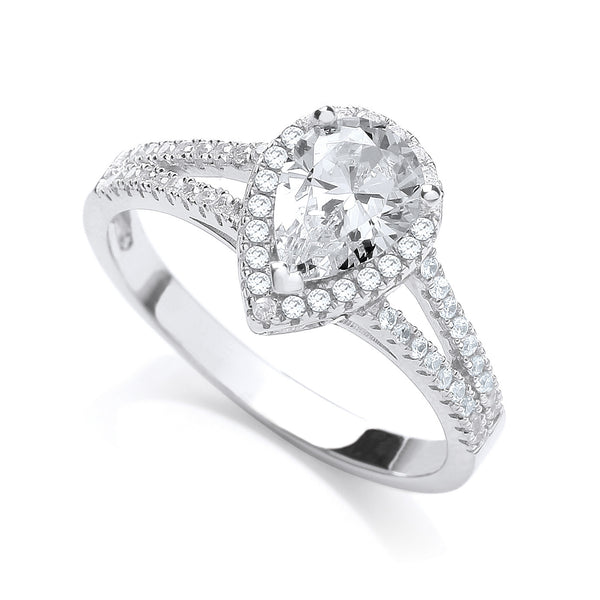 Micro Pave' Pear Shape Split Shank CZ Ring