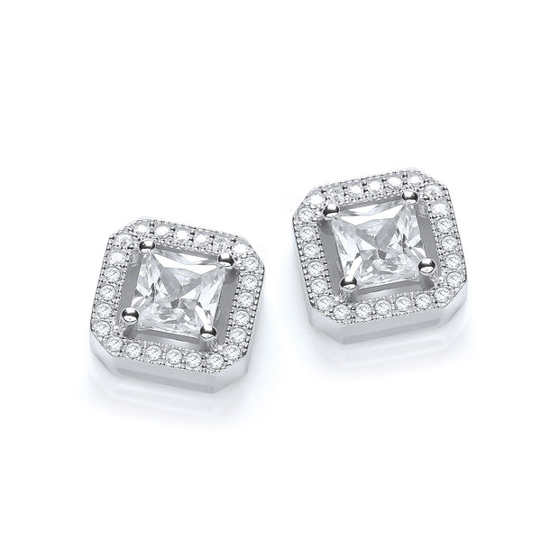 Micro Pave' Princess Cut CZ Fancy Stud