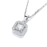 Micro Pave' Princess Cut Pendant With 18" Chain