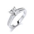 Micro Pave' Princess Cut With Shoulder CZ 'S Ring
