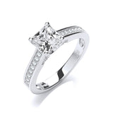 Micro Pave' Princess Cut With Shoulder CZ 'S Ring