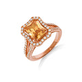 Micro Pave Rose Coated Champagne Centre Silver CZ Ring (£100)