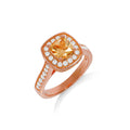 Micro Pave Rose Coated Champagne Centre Silver CZ Ring